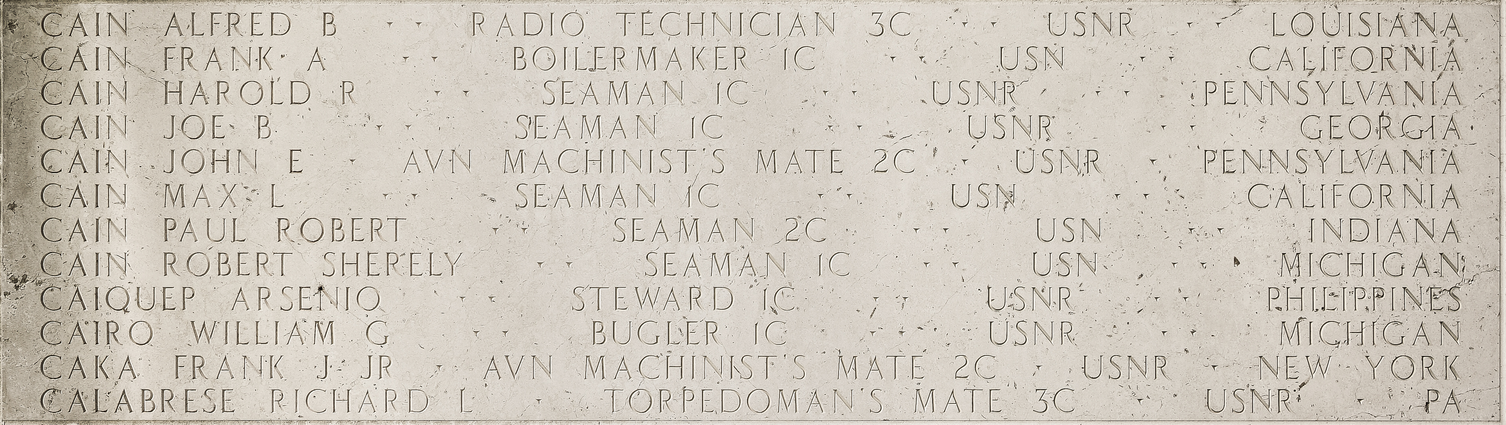 Joe B. Cain, Seaman First Class